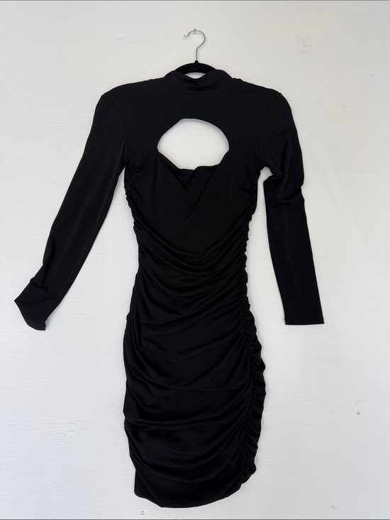 Nookie Dresses & Skirts - Nookie Black Long-Sleeve Ruched Mini Dress with Front Cutout